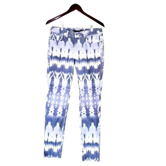 Karen Millen Womens Pants Tribal Print 8 Jeans Stretch Straight Leg - Picture 1 of 5